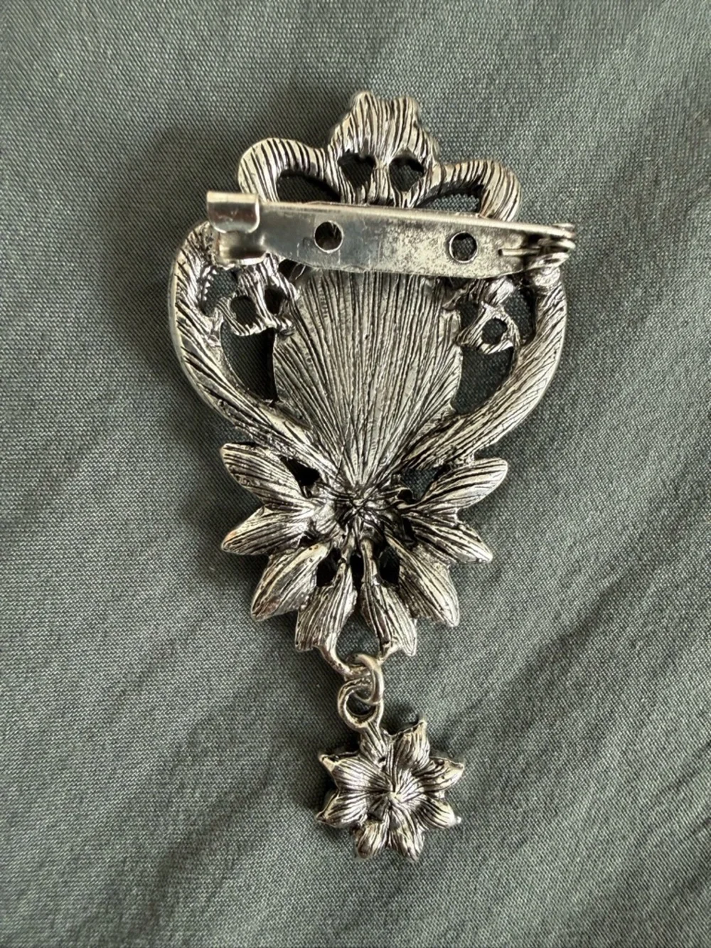 Vintage Silver Cameo Pendant Brooch - Blue Cameo
